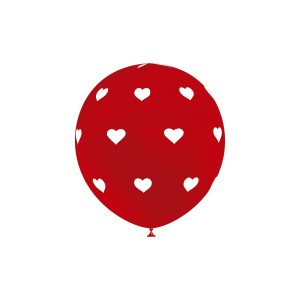 Balão Vermelho corações Brancos 12