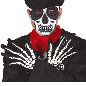 Luvas Pretas Esqueleto Adulto 25