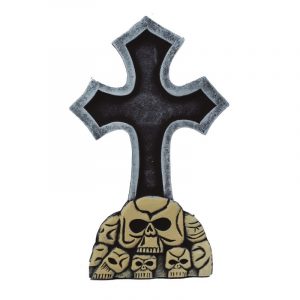 Lápide Cruz com Caveiras 60cm