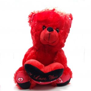 Urso Vermelho coração preto/vermelho 34
