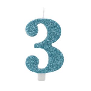 Vela Azul Tiffany glitter número 3