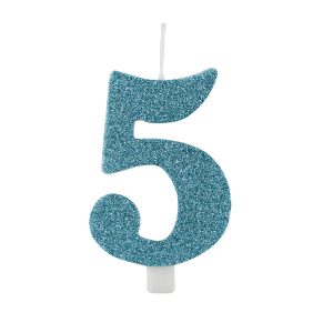 Vela Azul Tiffany glitter número 5