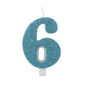 Vela Azul Tiffany glitter número 6