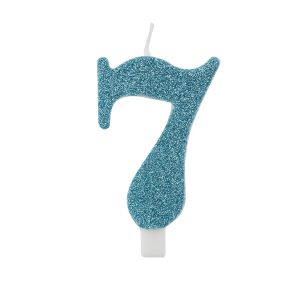 Vela Azul Tiffany glitter número 7