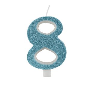 Vela Azul Tiffany glitter número 8