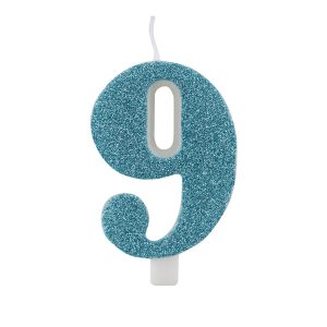 Vela Azul Tiffany glitter número 9