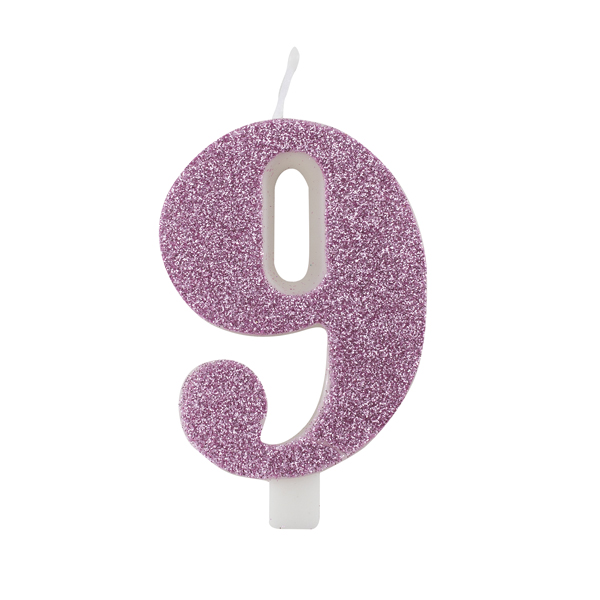 B504.79 Vela Malva glitter número 9