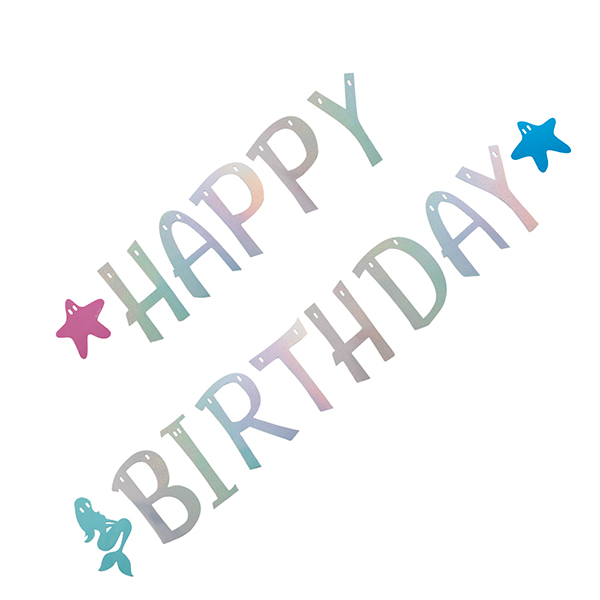 B54496 Grinalda Papel Holográfico Happy Birthday 2.7m