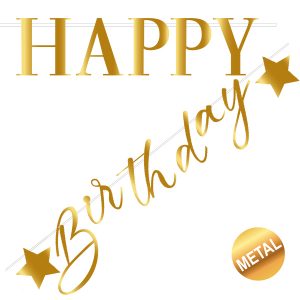 Grinalda Papel Dourado Happy Birthday