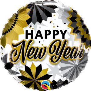 Balão Foil redondo HAPPY NEW YEAR 18