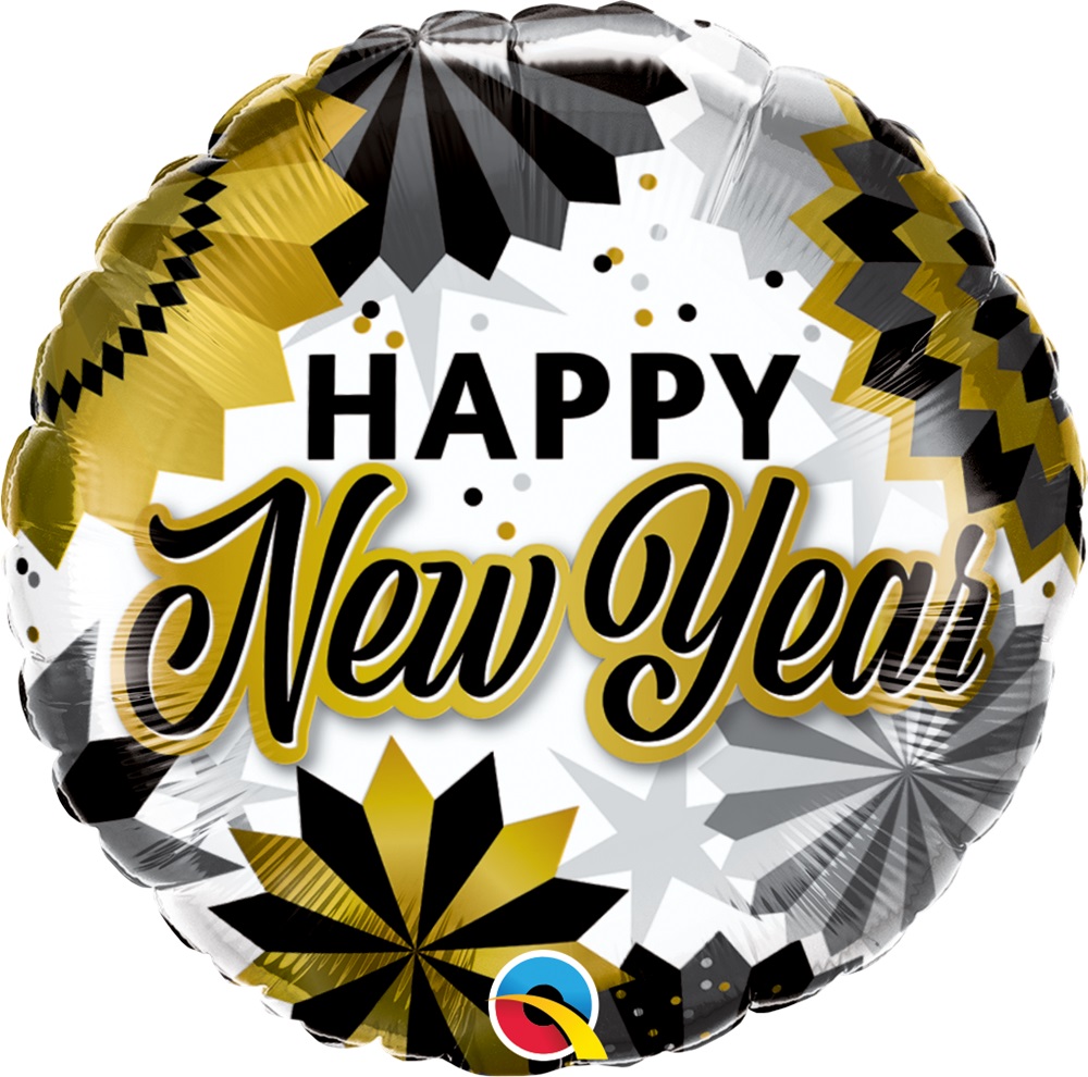 BQ89858 Balão Foil redondo HAPPY NEW YEAR 18