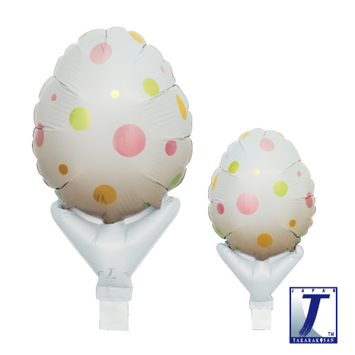 BTK10806 Balão Foil UPRIGHT OVO Branco Bolinhas 5