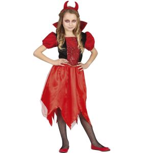 Fato Pequena Diaba Vermelha menina 3/4