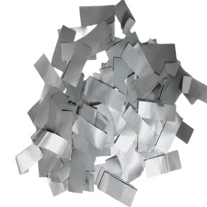 Saco 1kg Confeti Retangular Papel Prateado