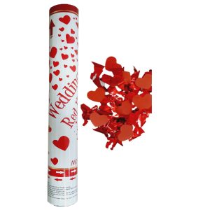 Lança Confetis Coração Vermelho e Noivos 40cm