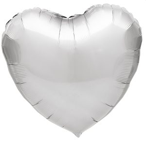 Balão Foil Coração cor Prata 18
