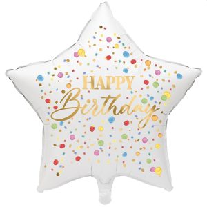 Balão Foil Estrela "HAPPY BIRTHDAY" Bolinhas 18