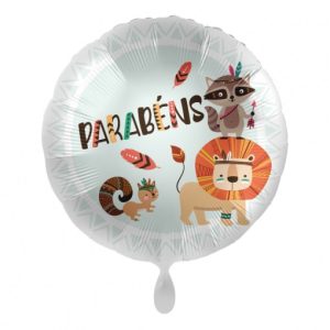 Balão Foil Redondo Selvagem Wild "PARABÉNS" 17