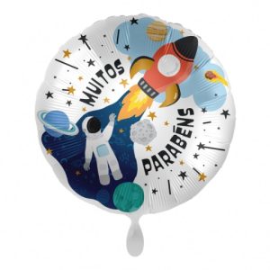 Balão Foil Redondo Astronauta "MUITOS PARABÉNS" 17