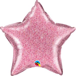 Balão Foil Estrela Glitter Rosa 20