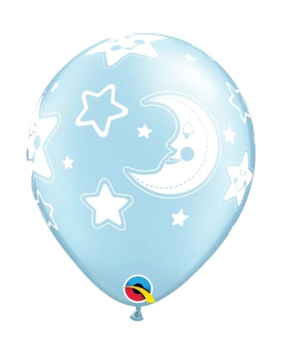 Balão Latex Azul Claro Estrelas Brancas 11