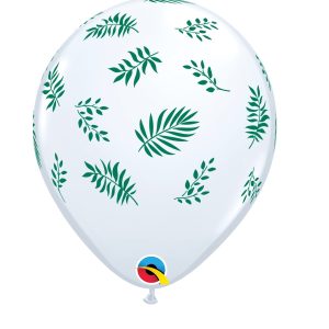 Balão Latex Branco Ramos Verdes 11