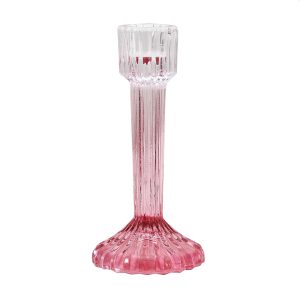 Castiçal vidro vela "tappered" Rosa 16