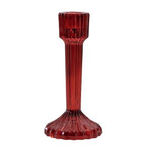 Castiçal vidro vela "tappered" Vermelho 16