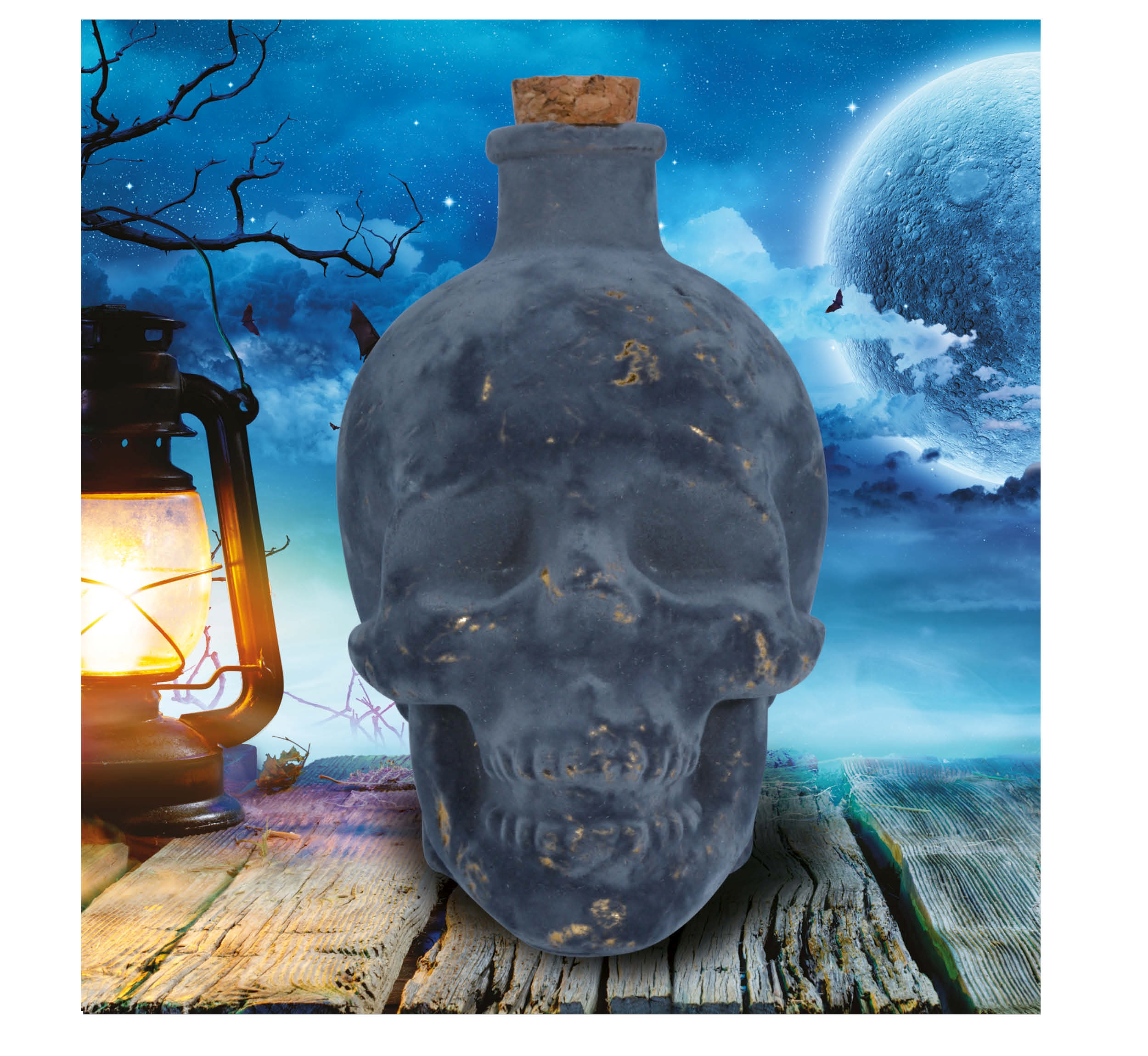 C24537 Garrafa Vidro Caveira 15cm