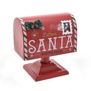 Caixa Correio Natal metal vermelho 25cm