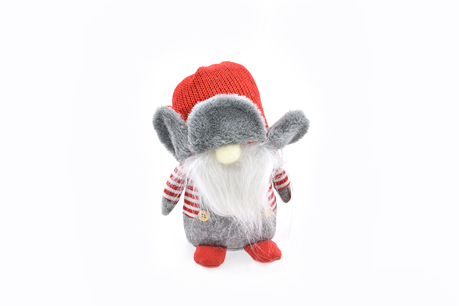 L37883 Gnomo Gorro Riscas Branco Vermelho 16cm