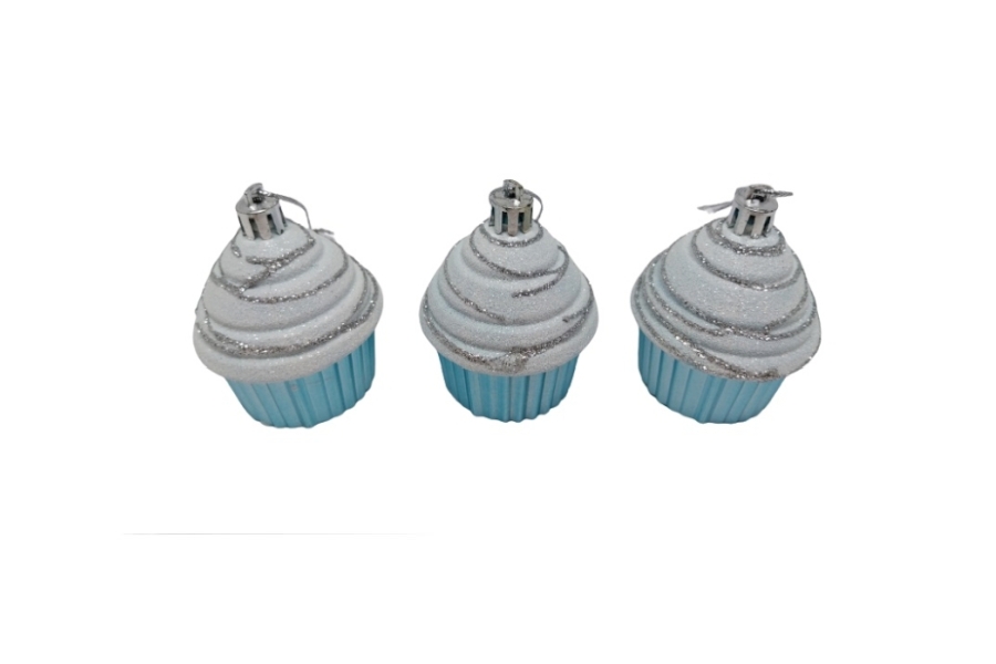 L62533 Cupcake PVC Branco Azul 7cm