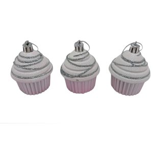 Cupcake PVC Branco Rosa 7cm