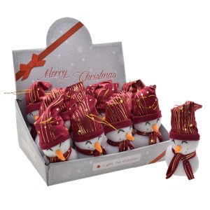 Boneco Neve pendurar Bordeaux Estrelas 16cm