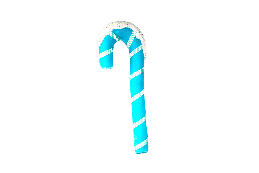 L95783 Bengala Açucar Veludo Branco Azul 80cm