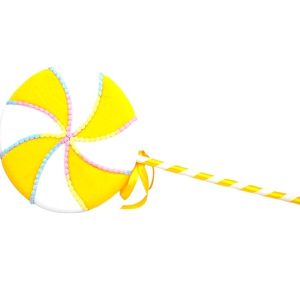 Chupa Chupa Veludo Branco Amarelo 77cm