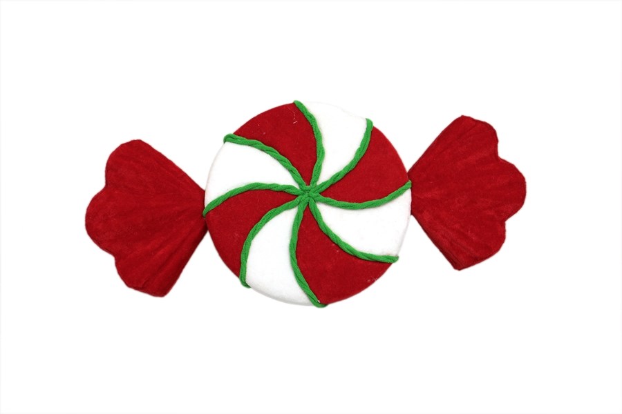 L53126 Rebuçado Veludo Branco Vermelho 52cm