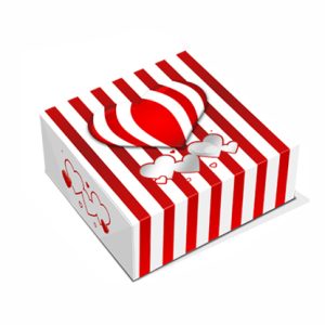 Caixa Quadrada c/ janela coração Vermelho