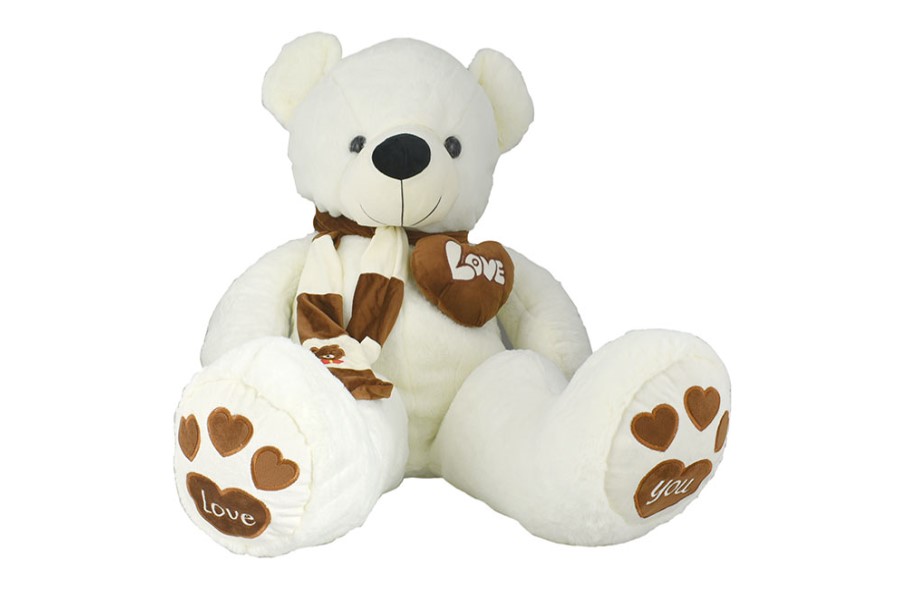 B80004 Urso Peluche Branco Castanho 100cm