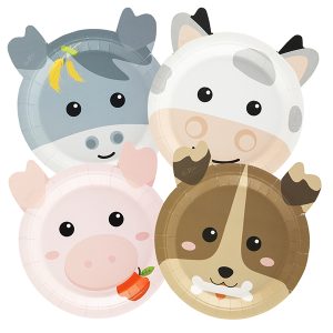 Pratos Papel Redondo Animais da Quinta