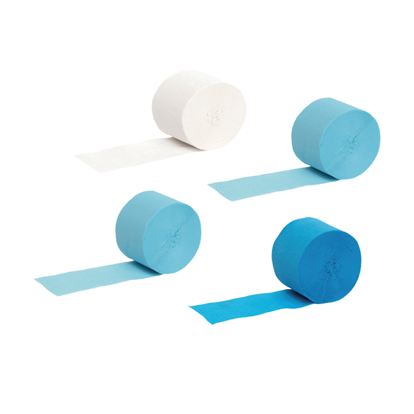 B409.21 Rolo Papel Crepe Branco Azul Azul