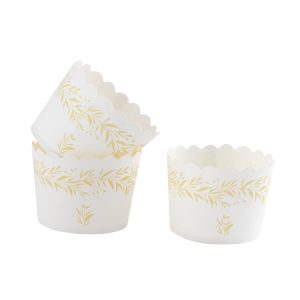 Caixa Papel Folhas Douradas