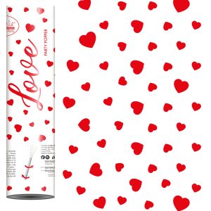 Tubo Lança Confetis Corações Vermelhos 20cm