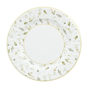 Pratos Papel Redondo Flores Brancas 27cm
