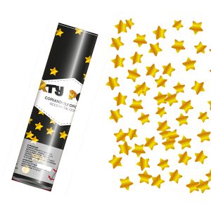 Tubo Lança Confetis Estrelas Papel Dourado 20cm