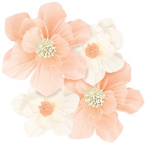 Flores Papel Crepe Rosa 35 e Branca 25