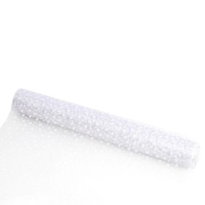 Corredor Mesa Organza Branco Flores Brancas