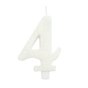 Vela Branca Bio glitter número 4