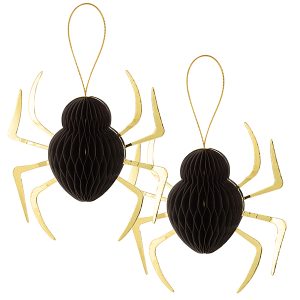 Aranha de Papel Preta e Dourada