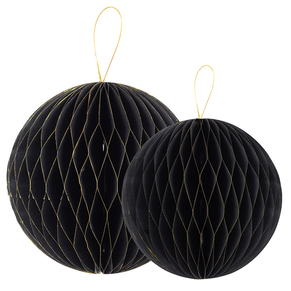 B409.90 Balão de Papel Favo Preto e Dourado
